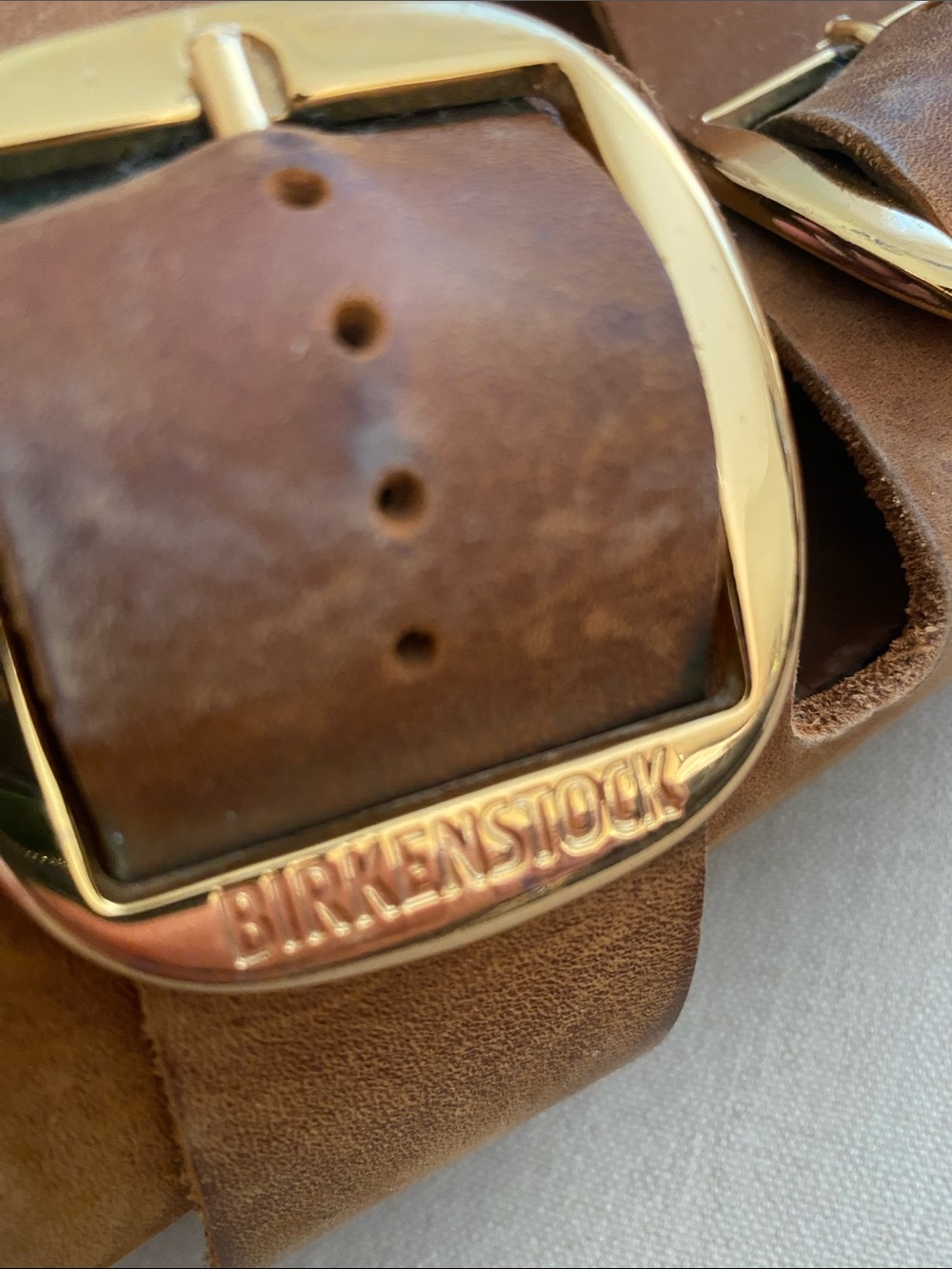 Birkenstock Arizona Gold Big Buckle slide sandal Cognac sz 42 L11 /M9 - Picture 7 of 14